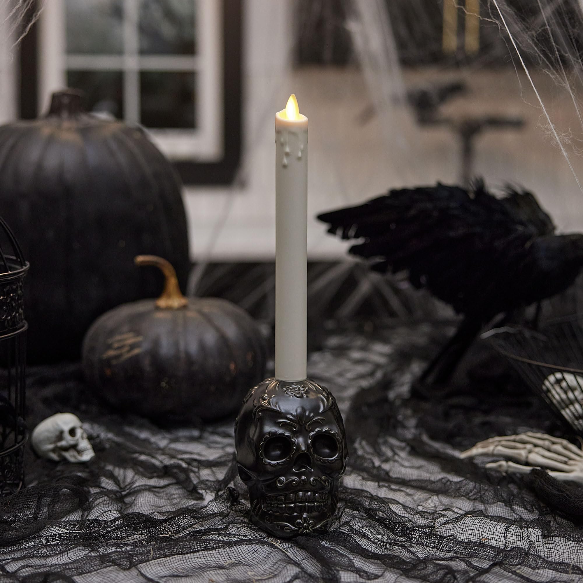 Amazon.com: Luminara Gothic Skull Candle Holder - Black 3.75